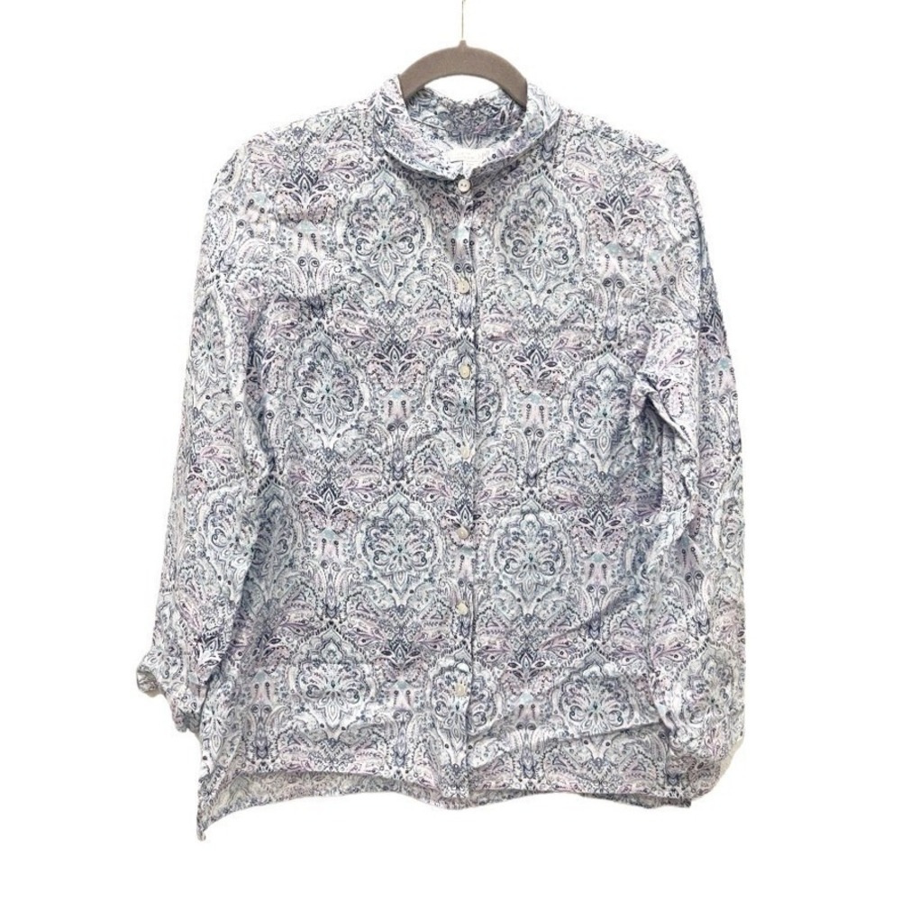 J. Jill Love Linen Essential Shirt 100% Linen Paisley Button Down Medium Petite